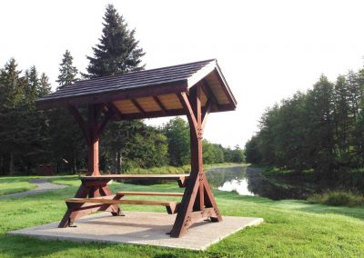 Timber tableshelter at Stewiacke River Park